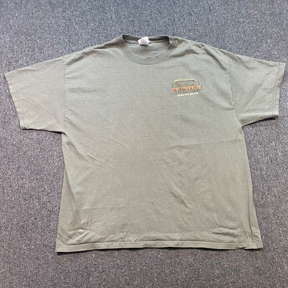 Bass Pro Shops Deer Hunter TShirt Sz 2XL Mens Green Gorpcore Racks Ruts Rifles